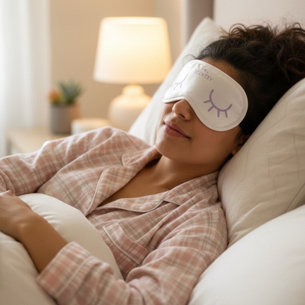 Scentsy PR White Sleep Mask with Purple Eyelash Design